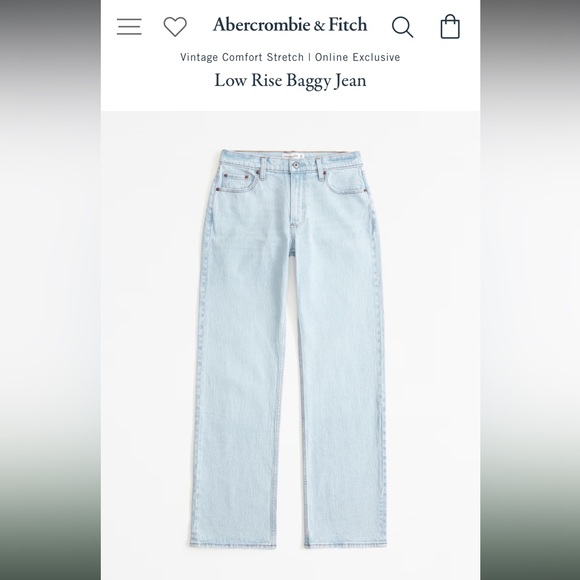 Abercrombie light wash low rise baggy jeans, size 28 (6R) - Picture 4 of 9